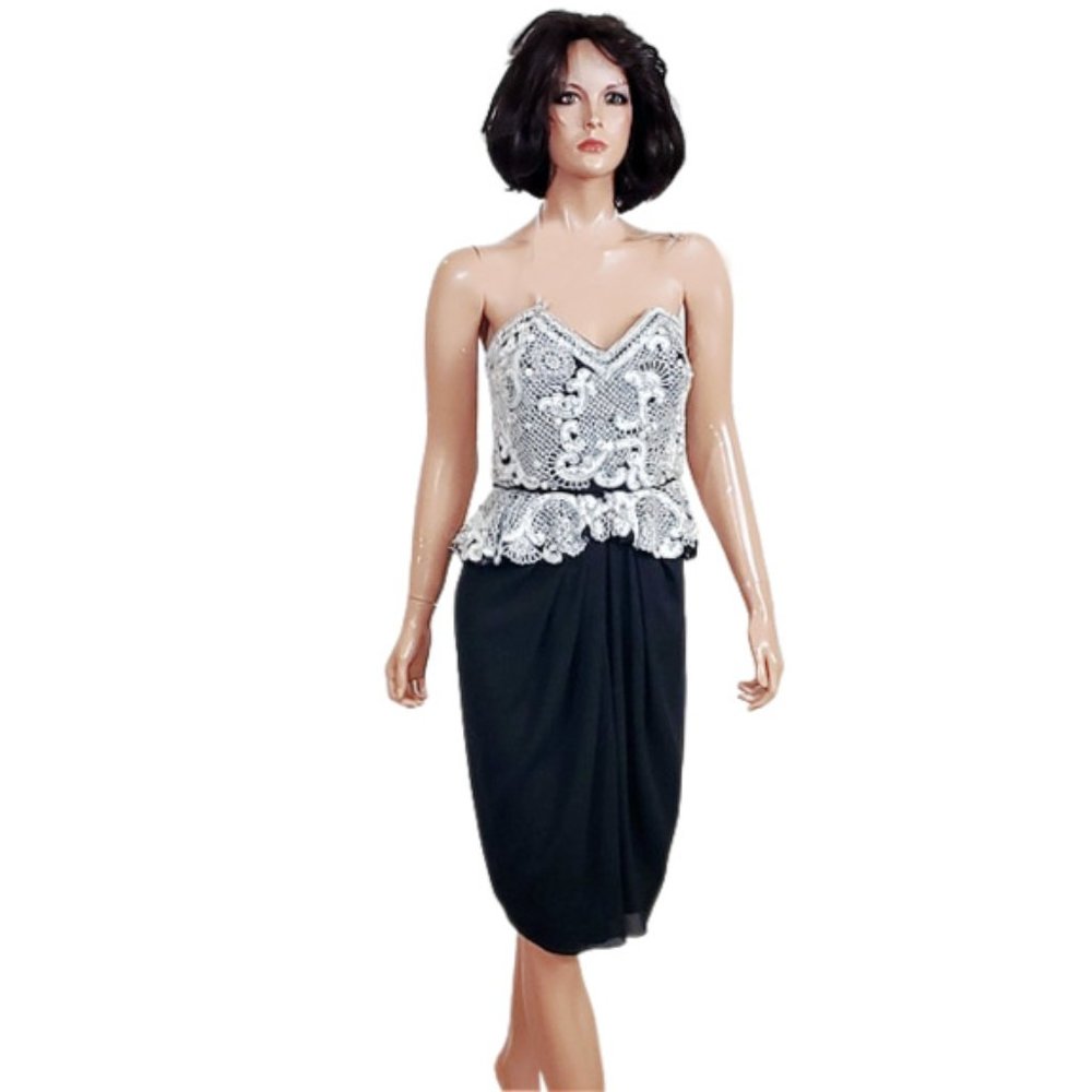 FABRICE "Silhouette" Strapless Beaded Dress